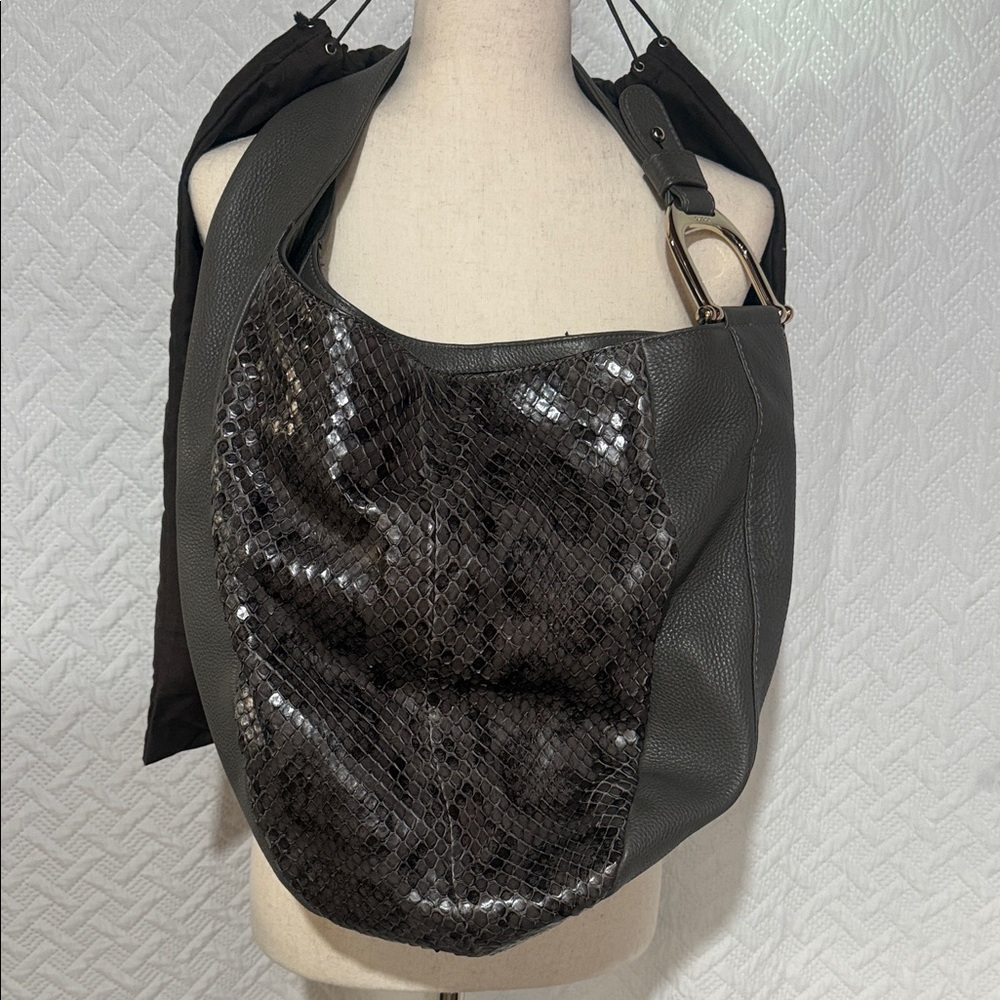 Gucci Python Hobo Black and Gray Snakeskin Bag - Picture 1 of 10